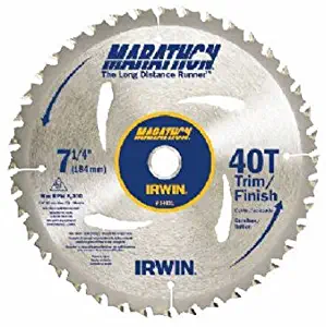 IRWIN Tools MARATHON Carbide Corded Circular Saw Blade, 7 1/4-inch, 40T (14031)