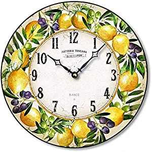 Fairy Freckles Studios Italian Pottery Style Lemon Wall Clock C8029 (Ivory)