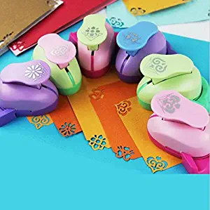 Fascola Pack of 6 Embossing DIY Corner Paper Printing Card Cutter Scrapbook Shaper Large Embossing Device Hole Punch Kids Handmade Craft Gift YH01 ,Random Design and Color