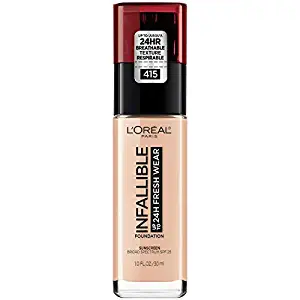 L'Oréal Paris Makeup Infallible up to 24HR Fresh Wear Liquid Longwear Foundation, Lightweight, Breathable, Natural Matte Finish, Medium-Full Coverage, Sweat & Transfer Resistant, Rose Ivory, 1 fl. oz.