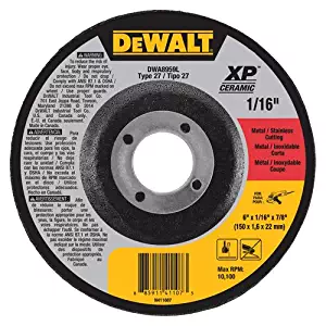 DEWALT DWA8959L XP Ceramic Type 27 Metal/Stainless Cutting Wheel, 6" x 1/16" x 7/8"