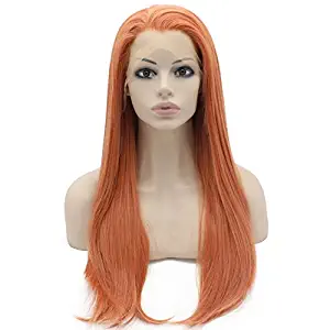 24inch Long Straight Half Hand Tied Reddish Blond Celebrity Synthetic Lace Front Wig Natural at Mxangel