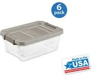 STERILITE, 200 Qt. Stacker Box, Taupe Splash, 16428012 6 Quart Storage Box, White Lid with Clear Base (200 Quart (3-Quantity), Taupe Splash) (16 Qt. (6-Pack), Taupe Splash)