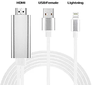 Kinwal Compatible with iPad iPhone to HDMI Cable, 6.6f HDMI Adapter Cable, Digital AV Adapter Cord Support 1080P HDTV Compatible with iPhone 11 Pro Xs MAX XR X 8 7 6 iPad to TV Projector