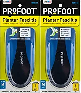 ProFoot Orthotic Insoles for Plantar Fasciitis & Heel Pain, Men's 8-13, 2 Pair