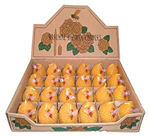 Green Pastures Wholesale Small Beehive Beeswax Yellow Candles, Set of 24