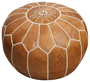 Moroccan Poufs Leather Luxury Ottomans Footstools Tan Unstuffed