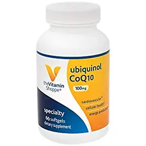 The Vitamin Shoppe Ubiquinol CoQ10 100mg Beneficial for Those Taking Statins – Supports Heart Cellular Health and Healthy Energy Production, Essential Antioxidant – Once Daily (60 Softgels)