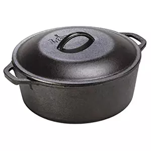 Lodge 5 Quart Cast Iron Dutch Oven. Pre-Seasoned Pot with Lid and Dual Loop Handle