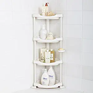 Tenby Living Corner Shower Caddy - 4 Shelf Shower Organizer Caddie with Movab.