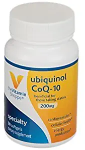 The Vitamin Shoppe Ubiquinol CoQ10 200mg Beneficial for Those Taking Statins – Supports Heart Cellular Health and Healthy Energy Production, Essential Antioxidant – Once Daily (30 Softgels)