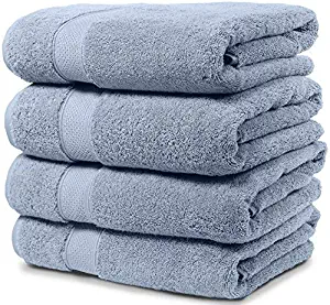 4 Piece Bath Towel Set. 2017(New Collection).Premium Quality Turkish Towels. Super Soft, Plush and Highly Absorbent. Set Includes 4 Pieces of Bath Towels. By Maura.(Bath Towel-Set of 4, Serenity Blue)