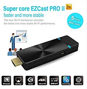 EZCast PRO II Dongle | 5G WiFi Wireless Presentation Streaming Airplay Miracast 4K Stick High Speed MIMO 2T2R WiFi HDMI, Supports 4 to 1 Split Screens