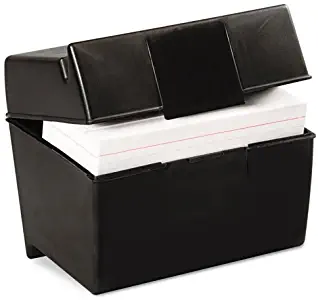 Oxford Plastic Index Card Box, 4 x 6 Inches, 400 Card Capacity, Black (01461)