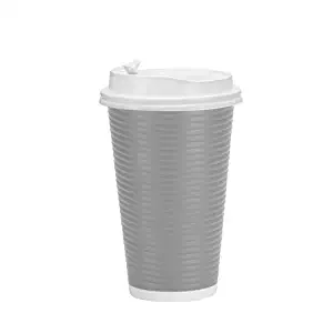 PREMIUM Disposable Hot Paper Cups With Lids| Double Wall & Ripple Insulation For Heat Protection| Perfect For Your Coffee/Tea/Espresso| Birthday/Party/Restaurant Supplies 30 Count